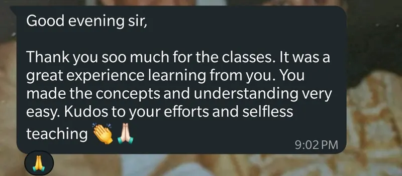 WhatsApp feedback from Feza for Pankh Aviators