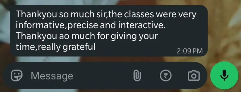 WhatsApp feedback from Shreya Rai for Pankh Aviators