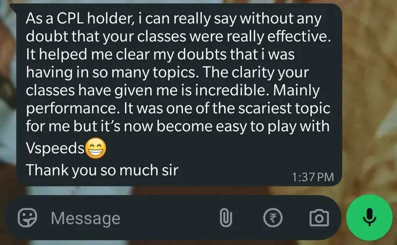 WhatsApp feedback from Satyaa Prakash for Pankh Aviators