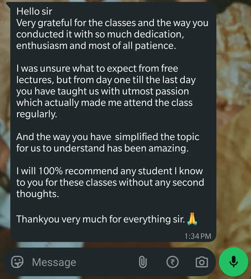 WhatsApp feedback from Abhijit for Pankh Aviators