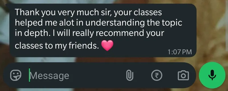 WhatsApp feedback from Hemanth for Pankh Aviators
