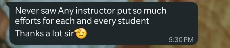 WhatsApp feedback from Dipanshu Raj for Pankh Aviators